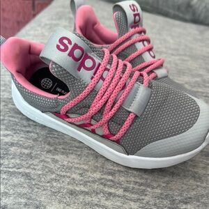 Adidas Gray and Pink Sneakers with Elastic Bungee Laces